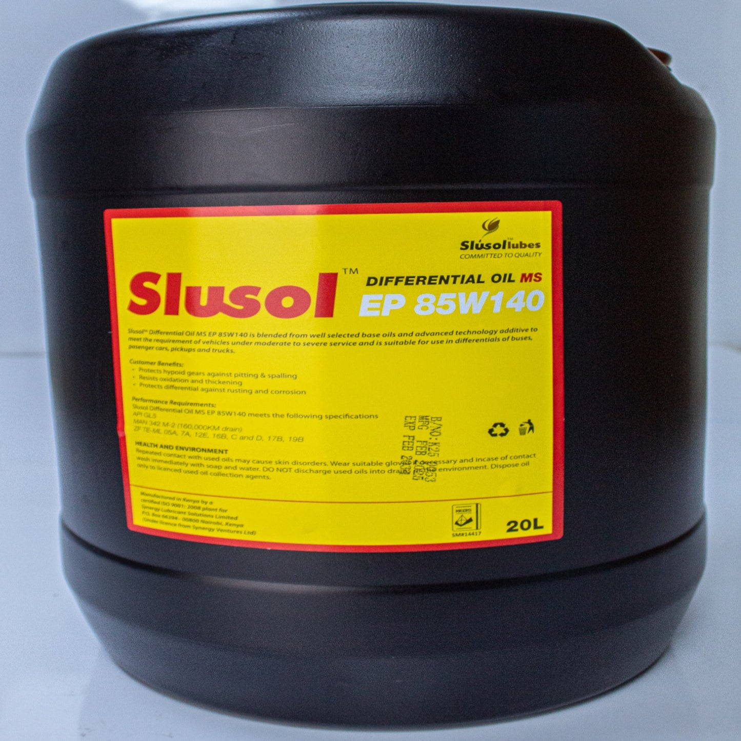 SLUSOL Differential Oil MS SAE 85W140 API GL-5 20 Litres - Mapett Autostore & Lubricants